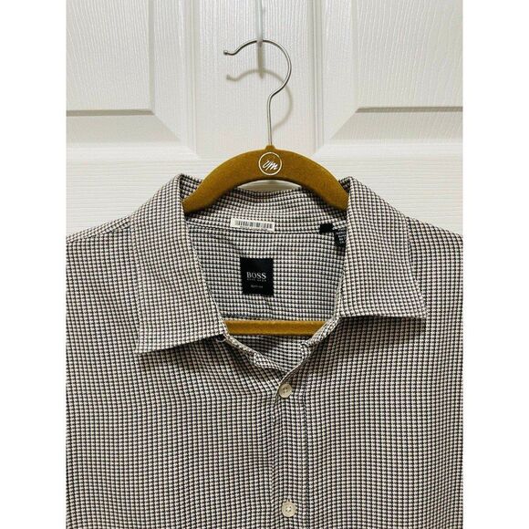 Hugo Boss Men's Button Long Sleeve Dress Shirt Slim Fit Size XXL Geometric - Picture 3 of 8